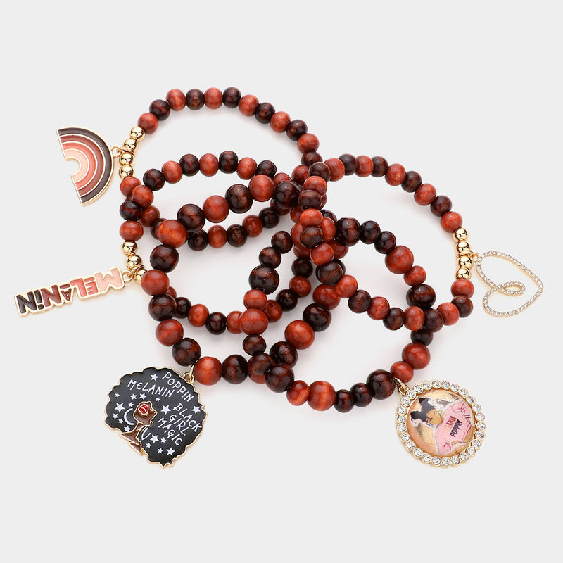 Melanin Popping Beaded 5pc Bracelet Set