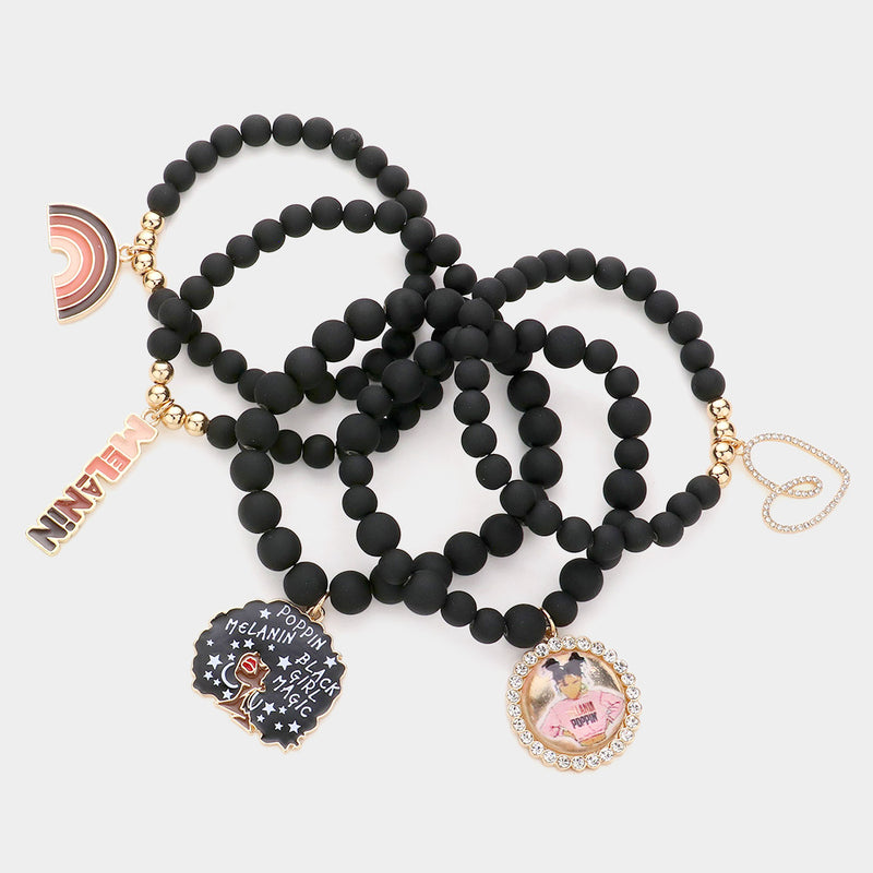 Melanin Popping Beaded 5pc Bracelet Set