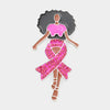 Pink Ribbon Afro Queen Brooch