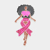 Pink Ribbon Afro Queen Brooch