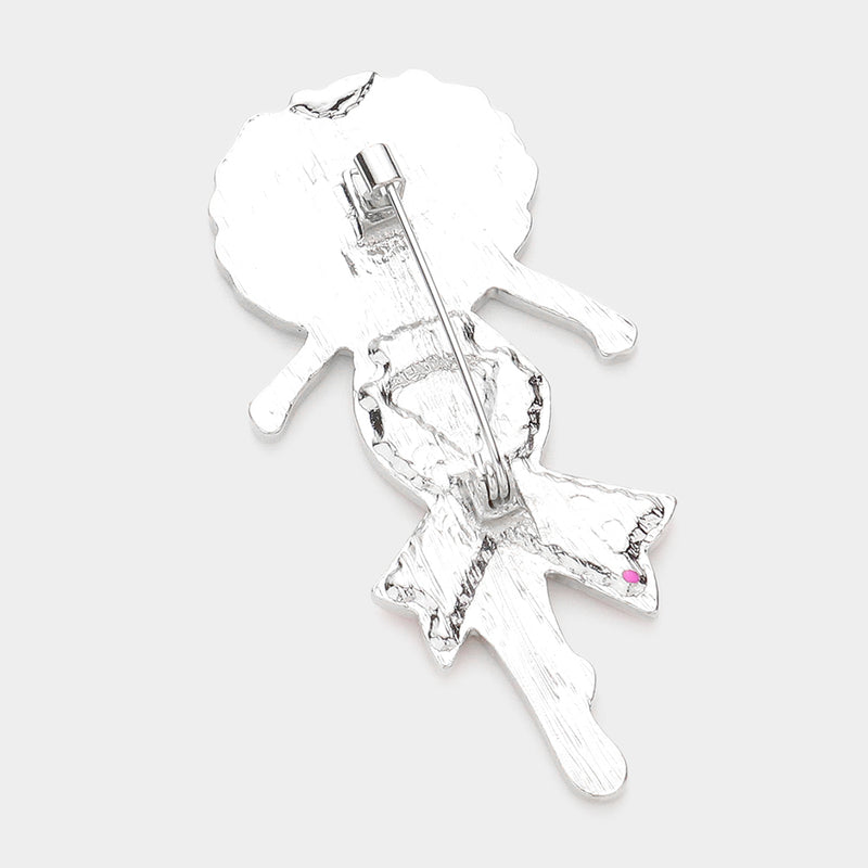 Pink Ribbon Afro Queen Brooch