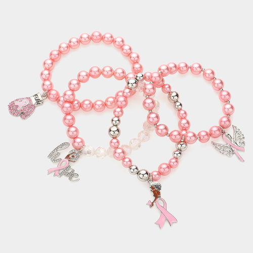 Pink Ribbon Hope Bracelet 4PC Set