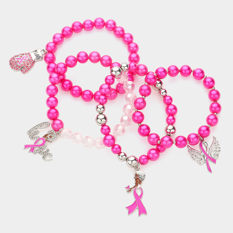 Pink Ribbon Hope Bracelet 4PC Set