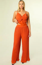 Pleated Two Piece Pants Set