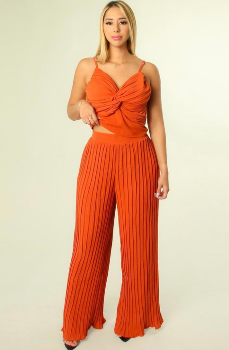 Pleated Two Piece Pants Set