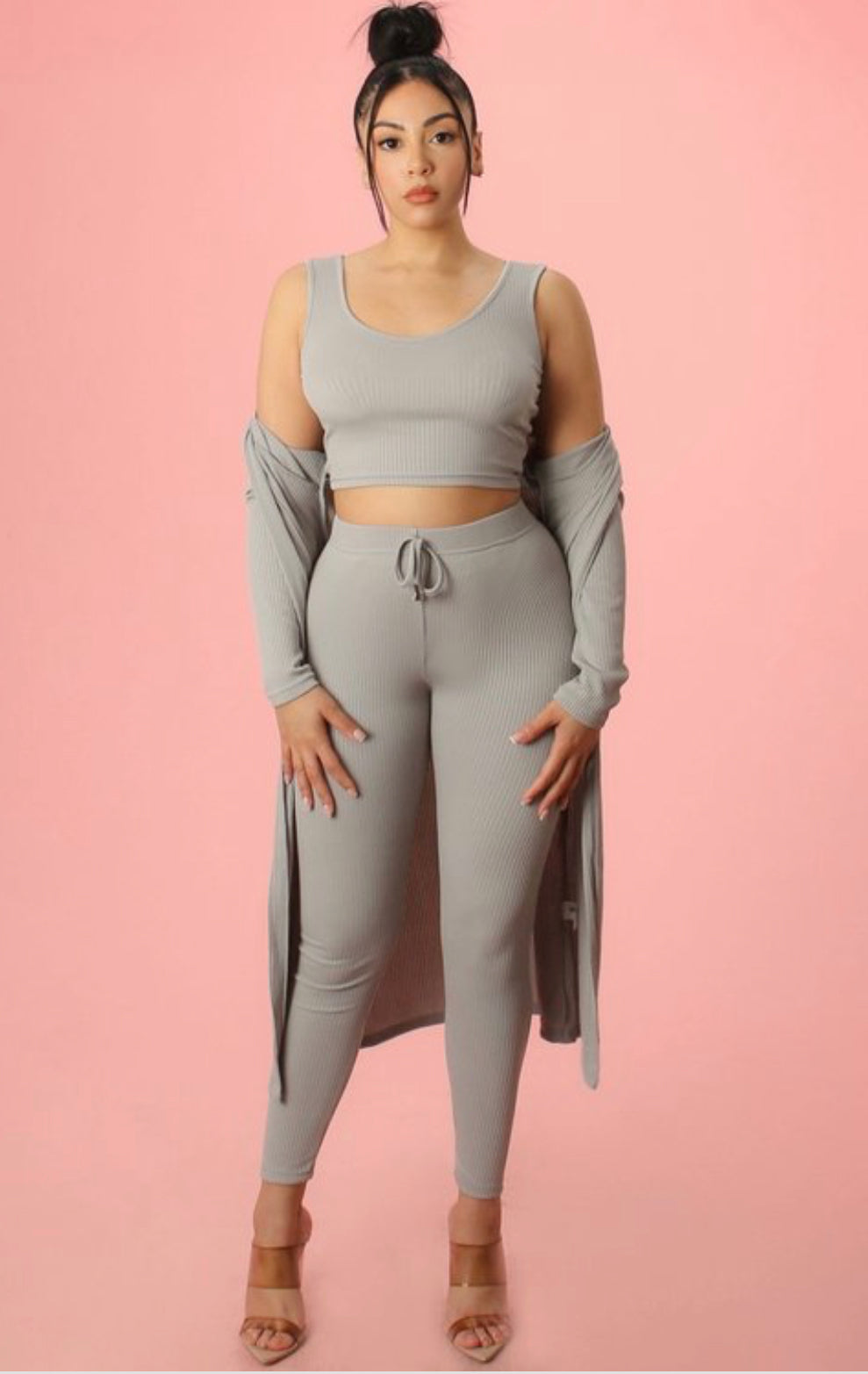 Ribbed Three Piece Casual Set