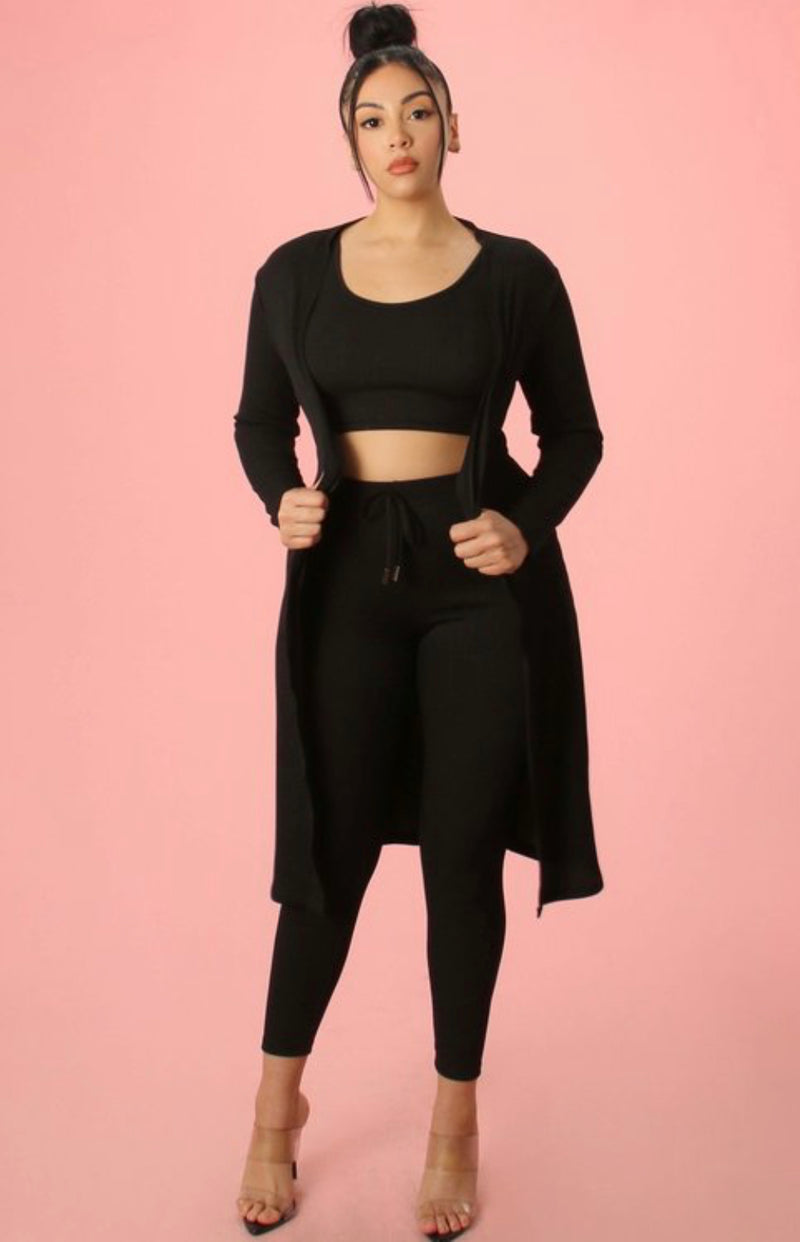 Ribbed Three Piece Casual Set