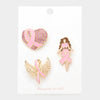 Pink Ribbon Heart 3Pc Brooch Pin Set