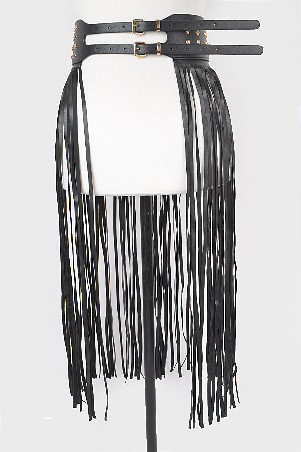 Studded Fringe Belt