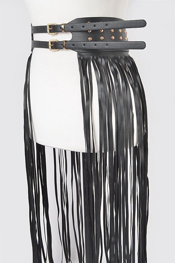 Studded Fringe Belt