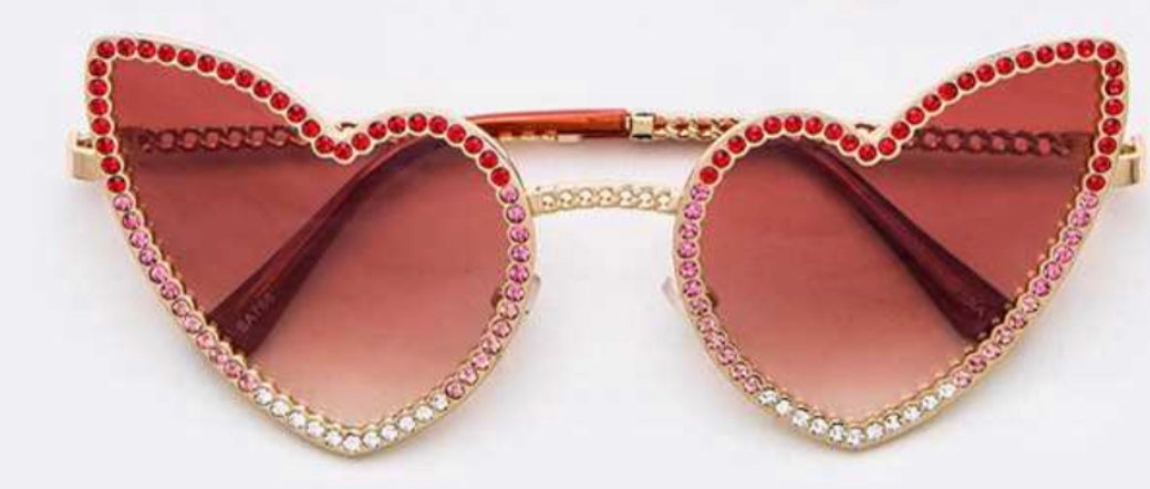 Rhinestone Heart Sunglasses