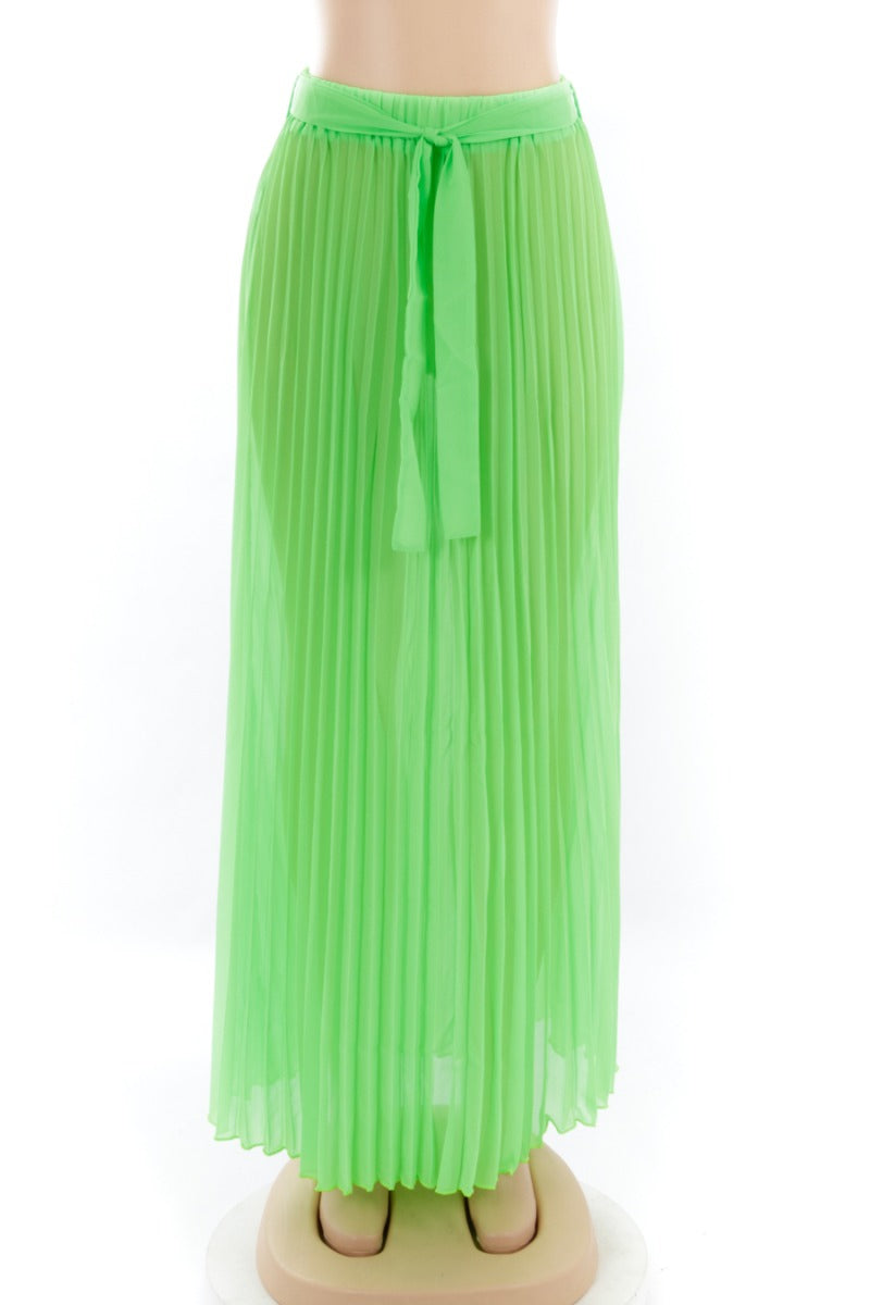 Neon  Pleated Maxi Skirt