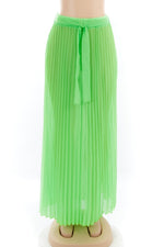 Neon  Pleated Maxi Skirt