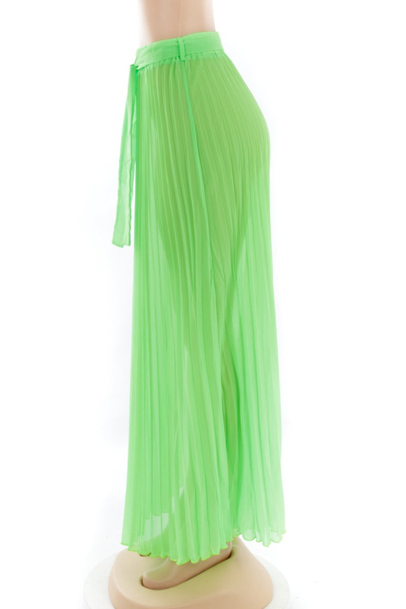 Neon  Pleated Maxi Skirt