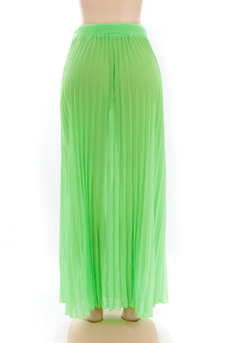 Neon  Pleated Maxi Skirt