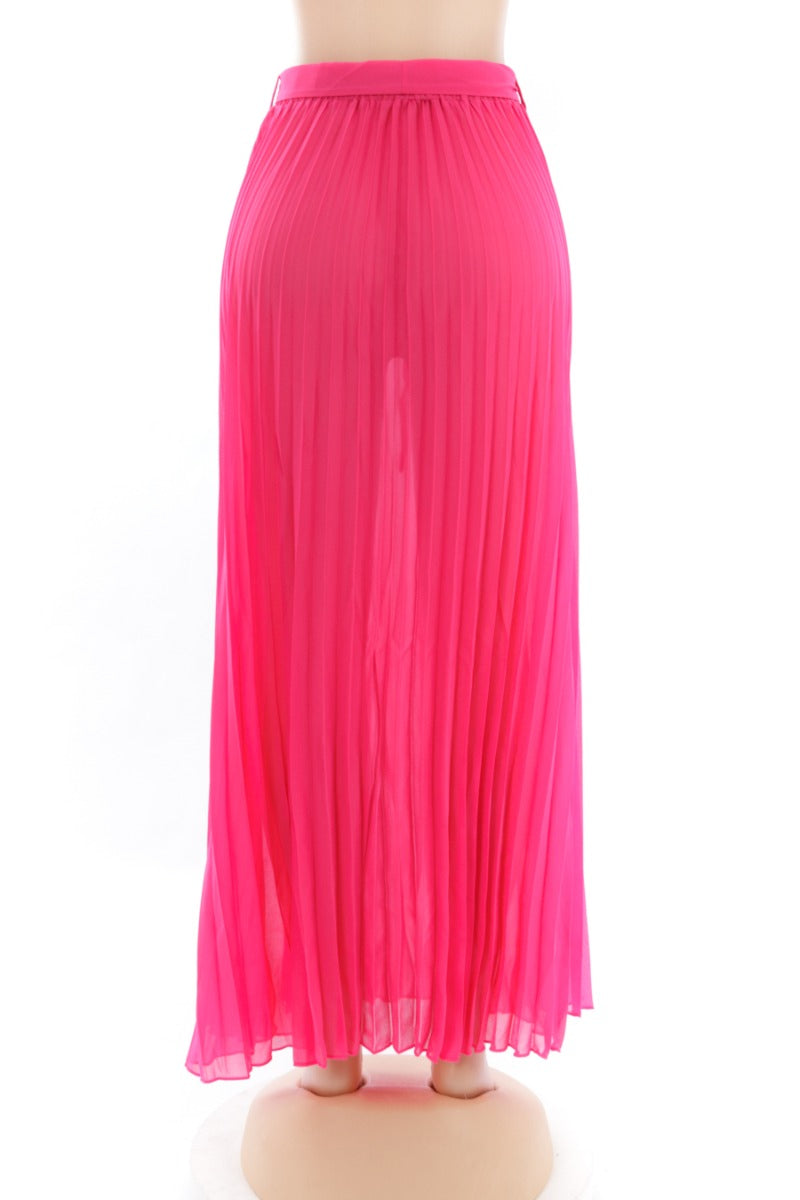 Neon  Pleated Maxi Skirt