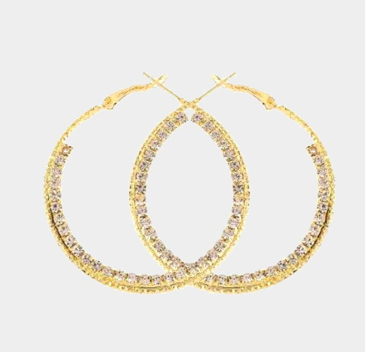 Rhinestone Embellished Hoop Earrings Set