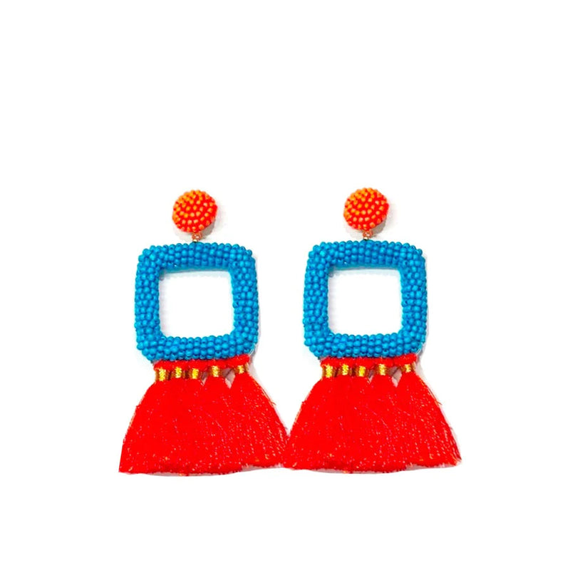 Beaded Dangle Tassel Earring