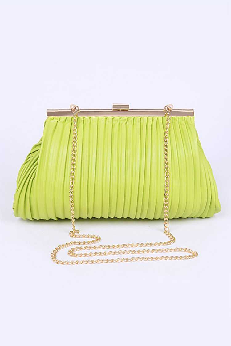 Pleated Faux Leather Clutch