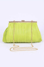 Pleated Faux Leather Clutch