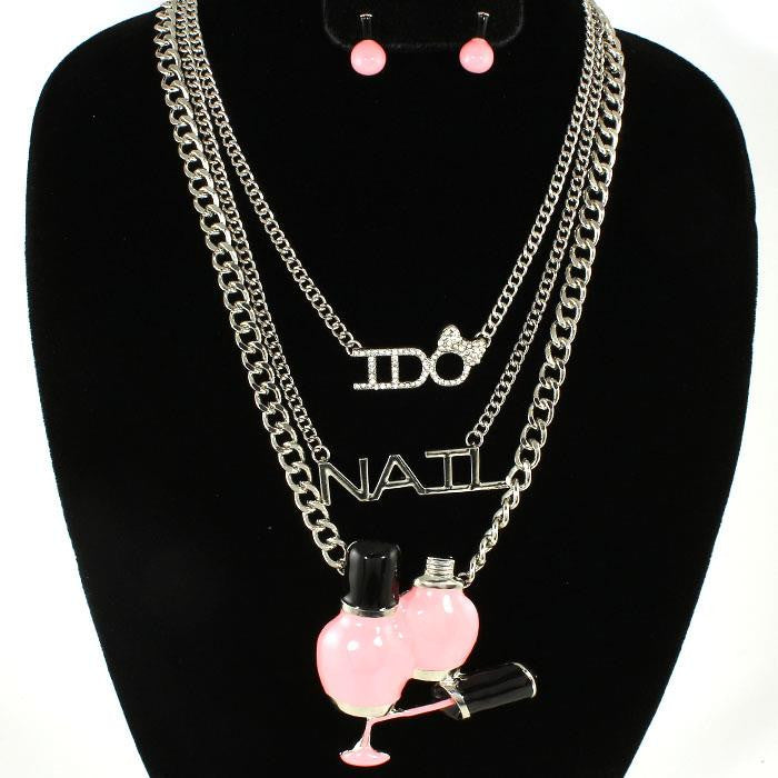 I Do Nails Fashion Charm Necklace Set