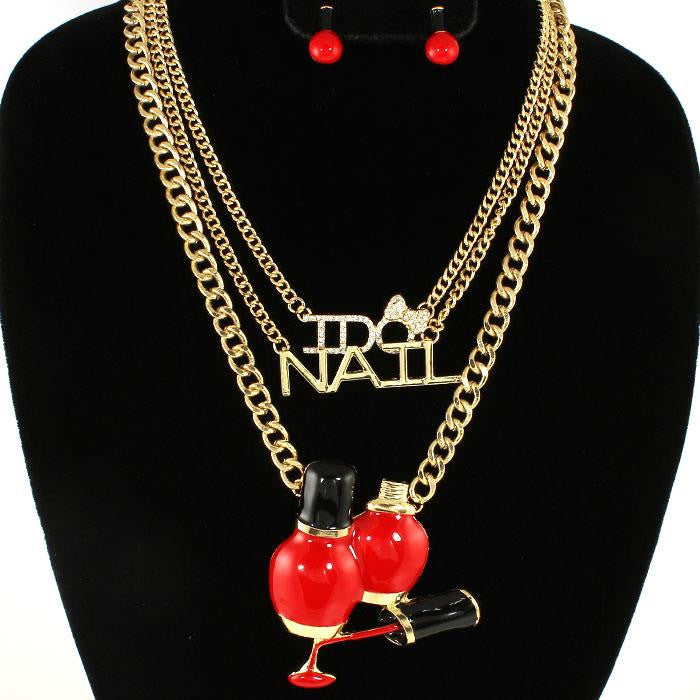 I Do Nails Fashion Charm Necklace Set