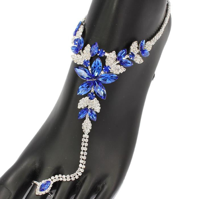 Rhinestone Floral Anklet
