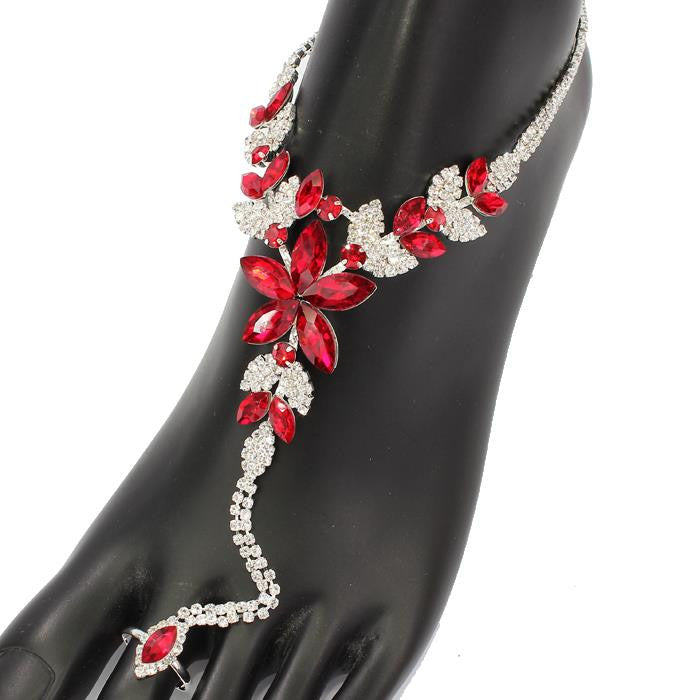 Rhinestone Floral Anklet