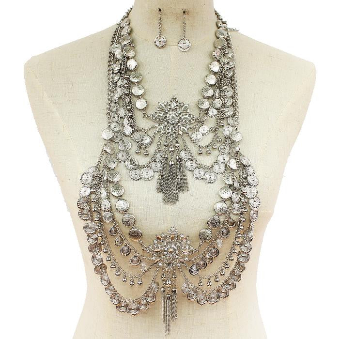 Bohemian Coins Necklace & Earring Set