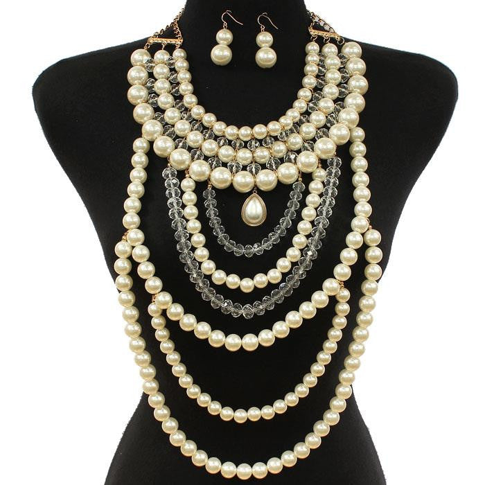 Queen Of Pearls Necklace & Earring Set
