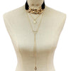 Metal Link Drop Choker Necklace & Earring Set