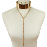 Metal Bar Chain link Choker Necklace & Earring Set