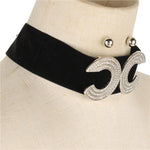 Velvet Rhinestone  Choker Set