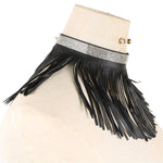 Leather Fringe Choker Necklace & Earring Set