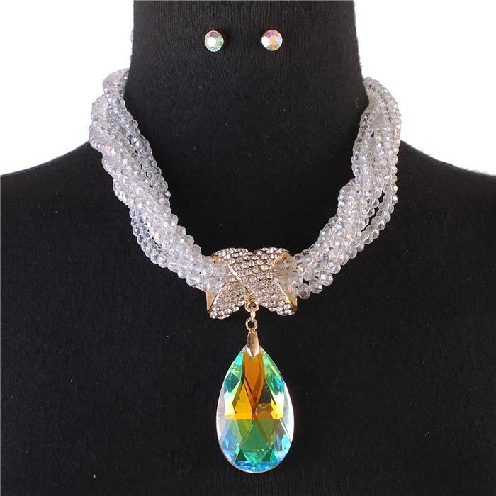 Crystal beaded teardrop Necklace Set