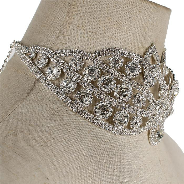 Rhinestone Flower Choker Set