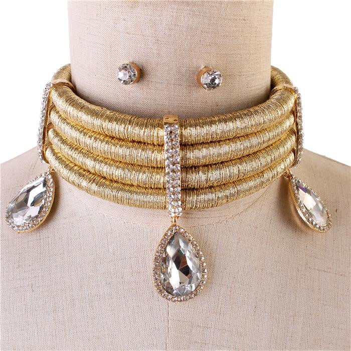 Crystal Cord Necklace Set