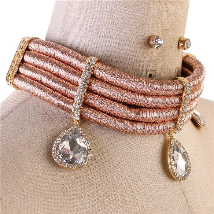 Crystal Cord Necklace Set
