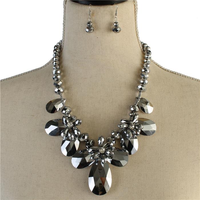 Glass crystal flower  Necklace Set