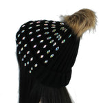 Rhinestone Knit Beanie Hat