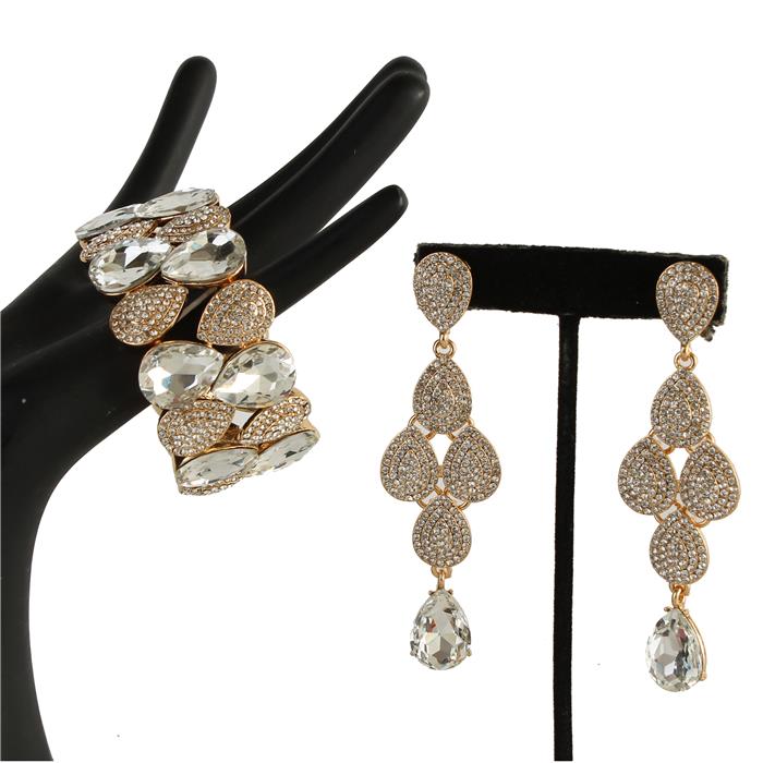 Crystal Teardrop Earring & Bracelet Set