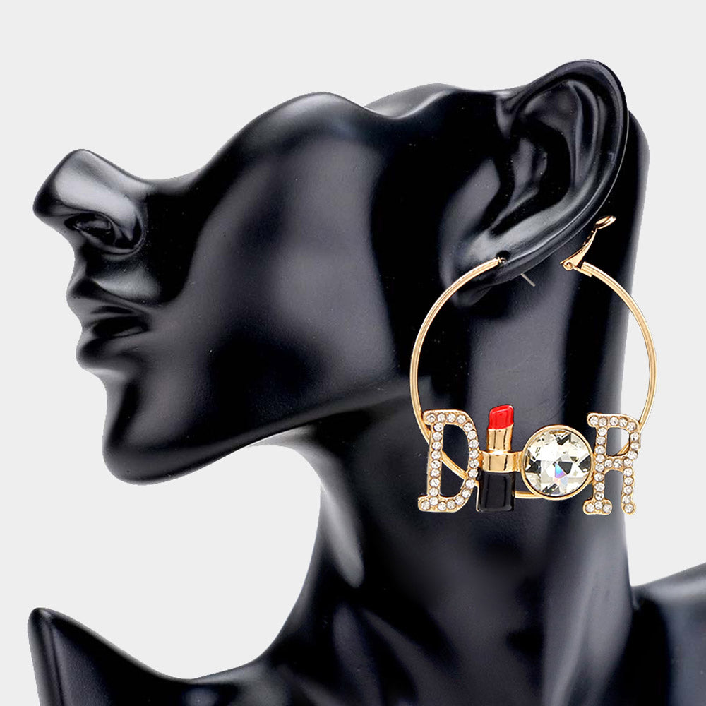 Lipstick Hoop Earrings