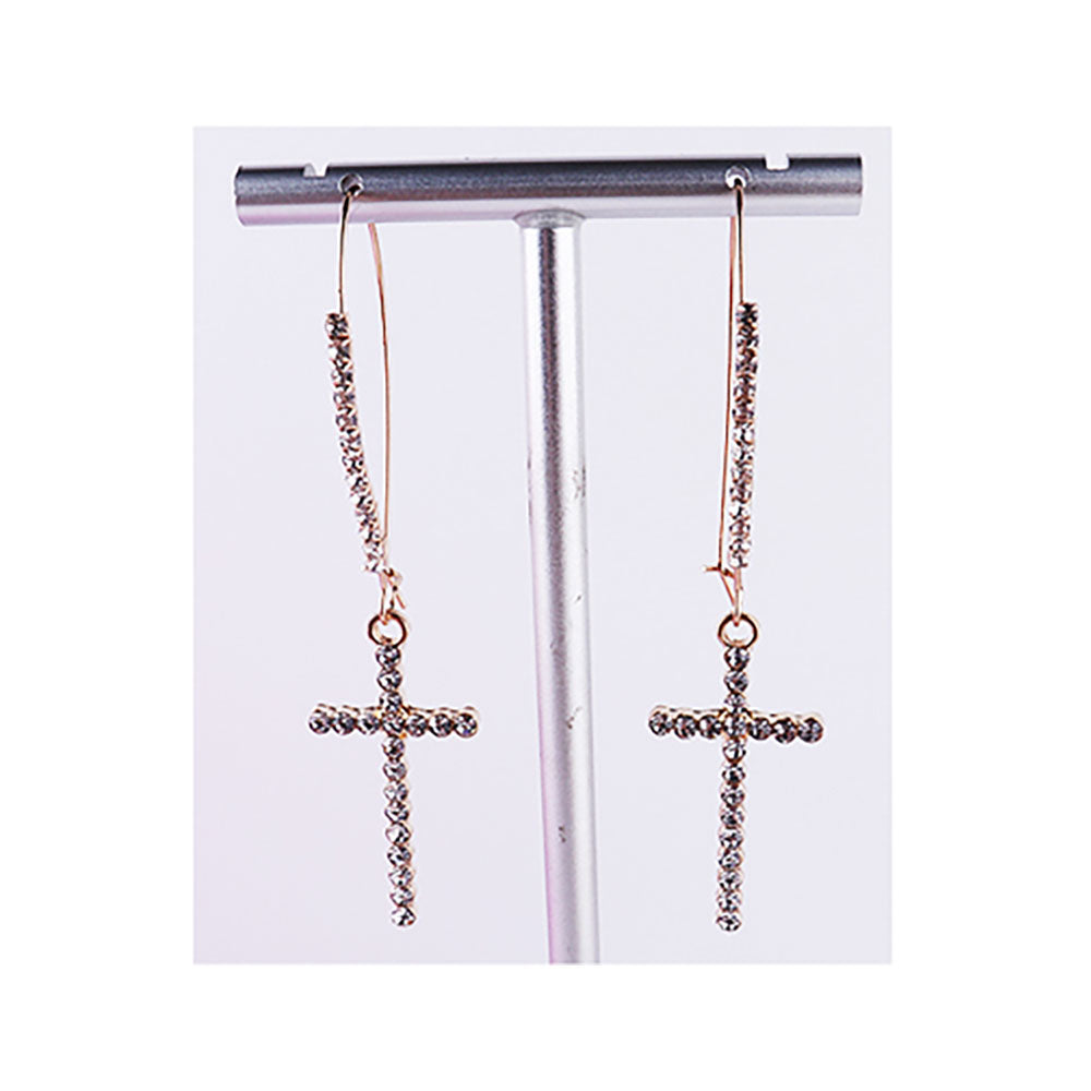 Rhinestone Cross Earrings (2Pair)