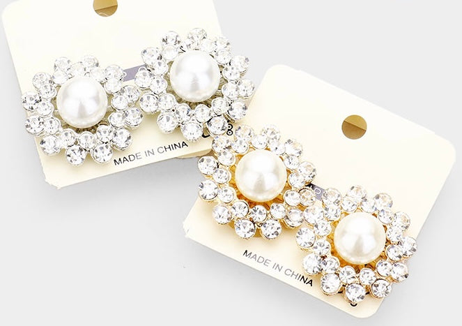 Flower Stud Earrings( Clip On Set)