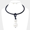Double Pearl Rhinestone Necklace Set