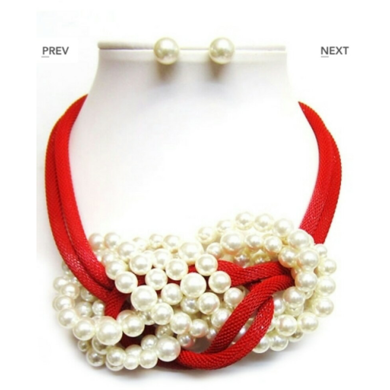 Twisted Pearl Necklace & Earring Set
