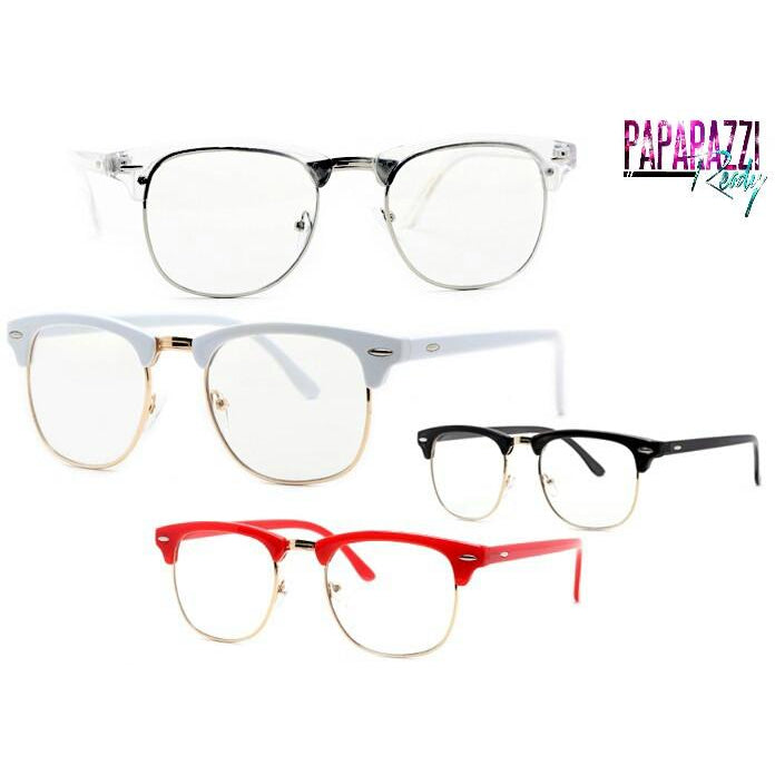 Semi Rimless Sunglasses, Clear lens, Retro Chic Sunglasses