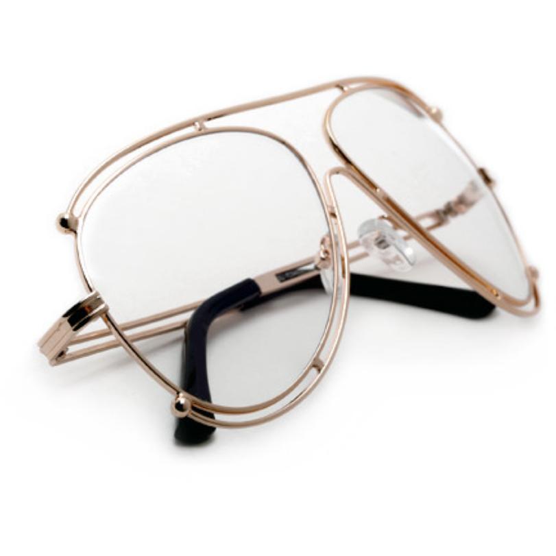 clear lens sunglasses, clear aviators, double rimmed sunglasses, gold frames, gold aviator frames, clear lens aviator sunglasses