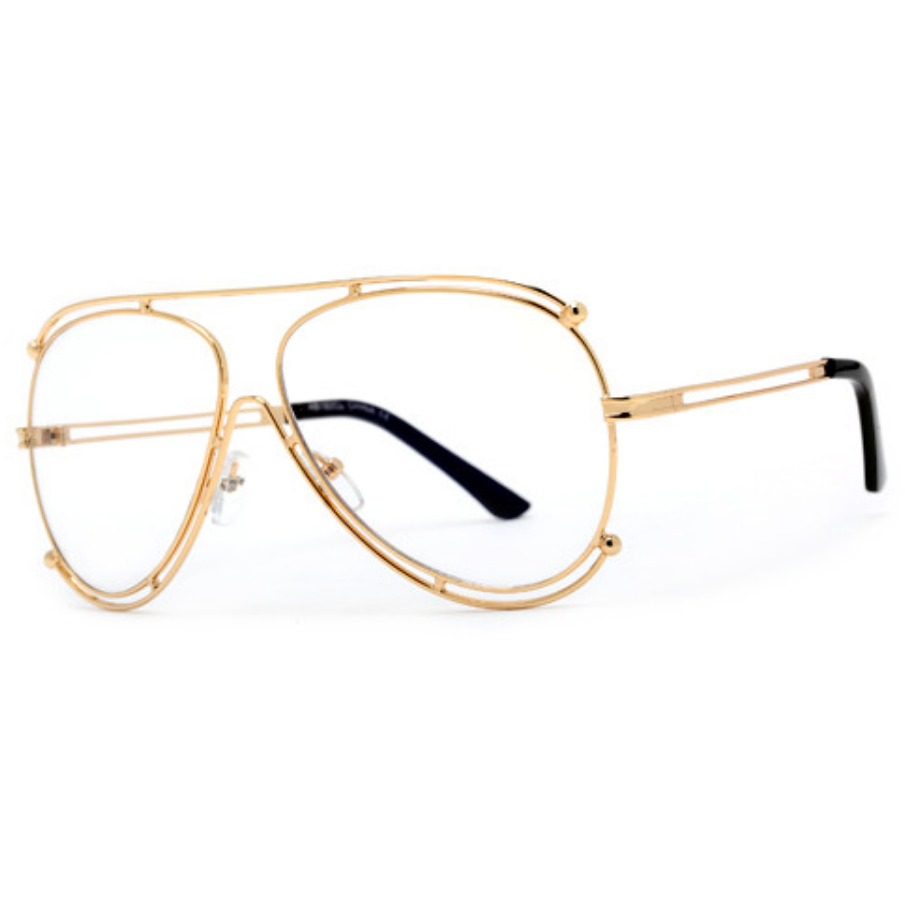 clear lens sunglasses, clear aviators, double rimmed sunglasses, gold frames, gold aviator frames, clear lens aviator sunglasses