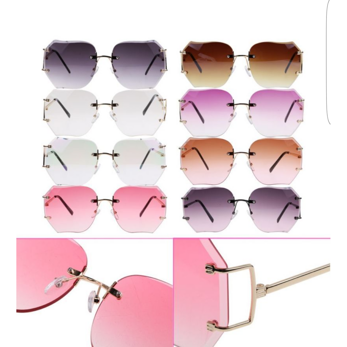 Oversized Retro Chic Rimless Sunglasses